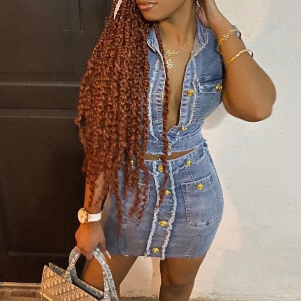jean skirt set